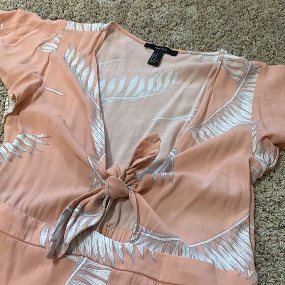 Forever 21 Blush tropical tie front romper | size M - Picture 4 of 6